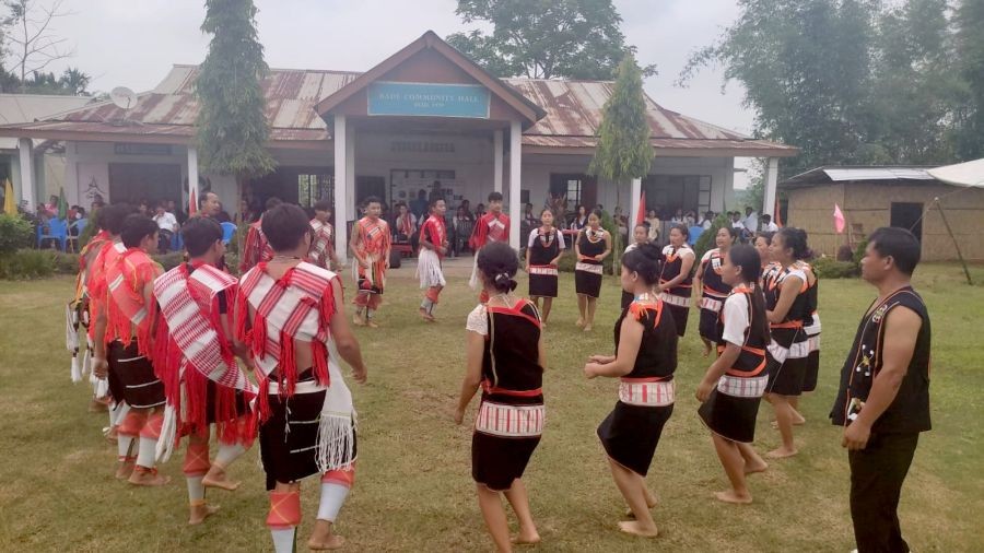 A cultural dance being performed at the observation of the World Day for Cultural Diversity at Bade village.